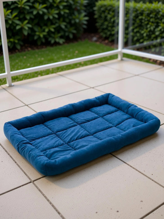 Guru HolloFiber Filled Export Quality Orthopedic Mattress Design Dog Bed Cat Bed S Pet Bed (BLUE)