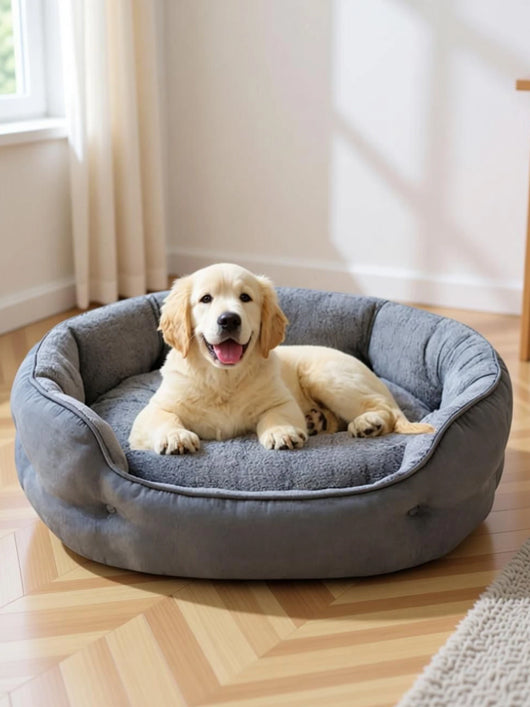 petlux Dog & Cat Washable Beds for Indoor Pets & Puppy, Round Dog Bed Sofa for Dogs. S Pet Bed (Navy Blue)