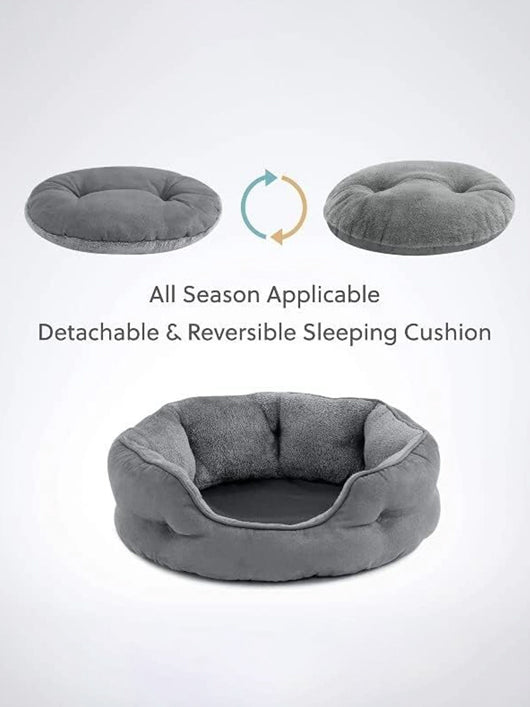 petlux Dog & Cat Washable Beds for Indoor Pets & Puppy, Round Dog Bed Sofa for Dogs. S Pet Bed (Navy Blue)