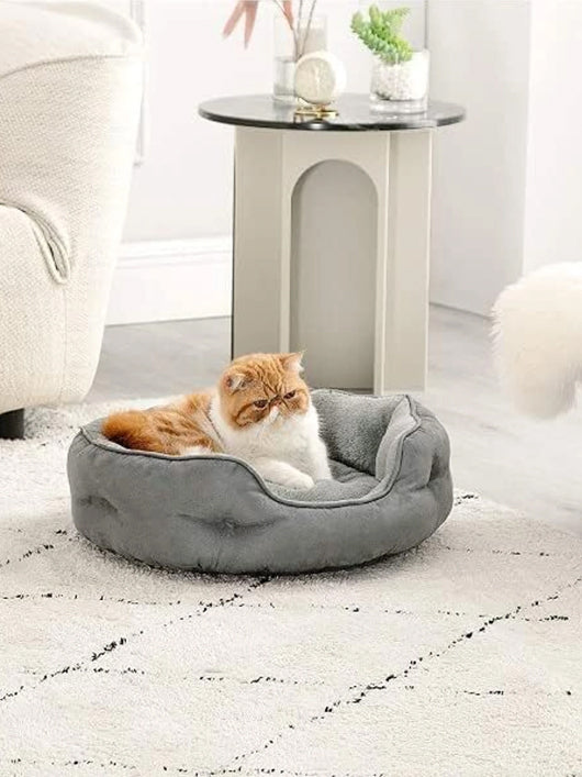 petlux Dog & Cat Washable Beds for Indoor Pets & Puppy, Round Dog Bed Sofa for Dogs. S Pet Bed (Navy Blue)