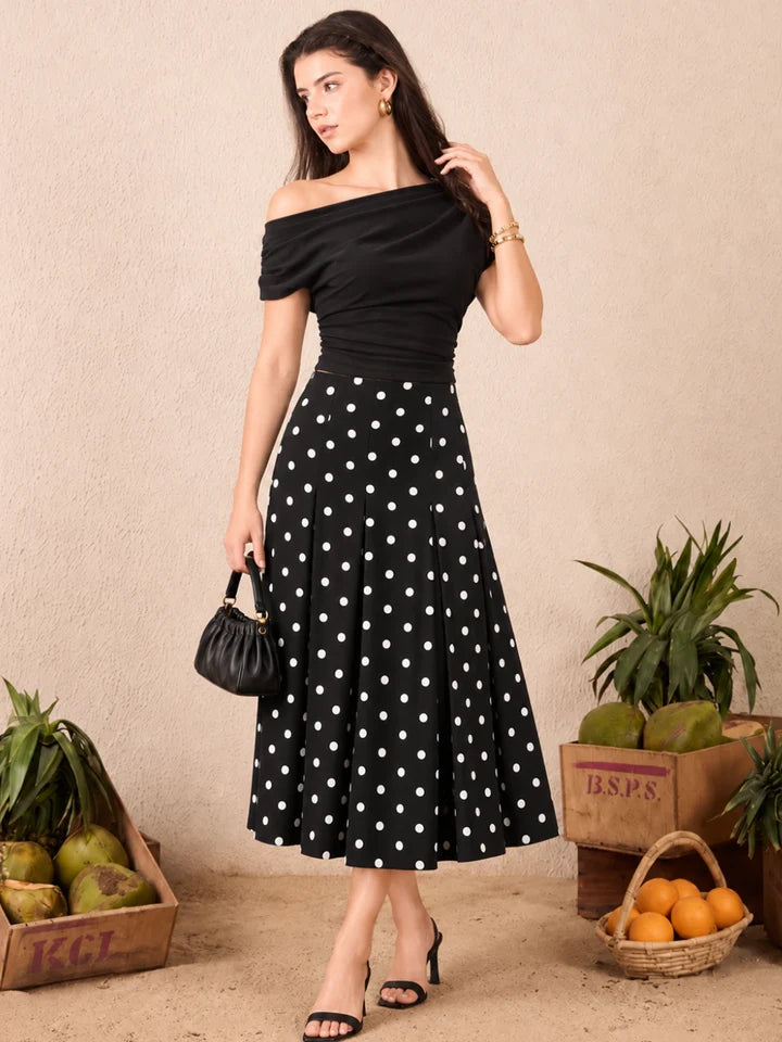 Stretchable Pleated Midi Skirt
