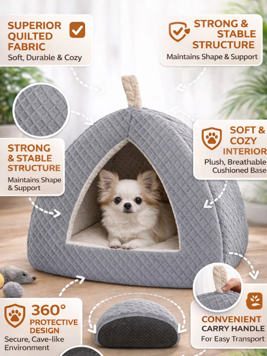 SH Luxe Pet Bed Hut L Pet Bed (Grey)