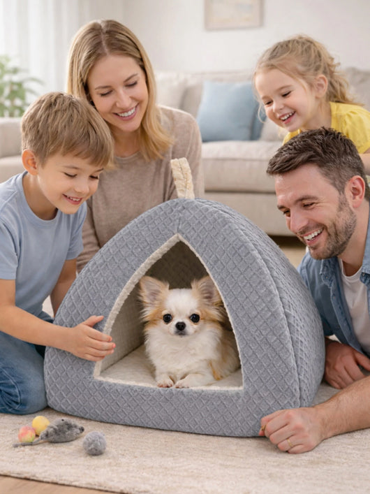 SH Luxe Pet Bed Hut L Pet Bed (Grey)