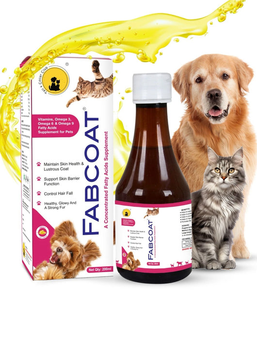 Tail & Collar Club Fabcoat dog & Cat wellness with Omega 3,6 &9 Pet Health Supplements (200 ml)