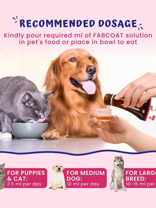 Tail & Collar Club Fabcoat dog & Cat wellness with Omega 3,6 &9 Pet Health Supplements (200 ml)
