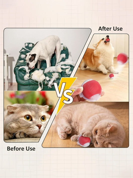 decorvaiz Smart LED 360° Rotating Cat Toy Ball Cat Dancing Ball Pet Rolling Ball Silicone Ball For Dog & Cat