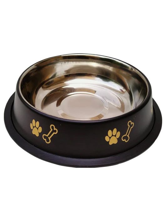 YIMK Round Stainless Steel Pet Bowl (710 ml Black)