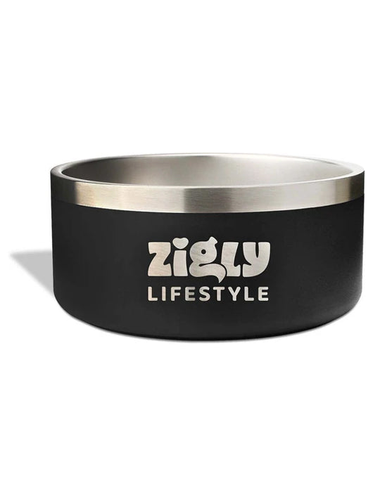 ZIGLY Lifestyle Dog Food Bowl Double Walled Stainless Steel Bowl for Dogs - Medium - Stainless Steel Pet Bowl